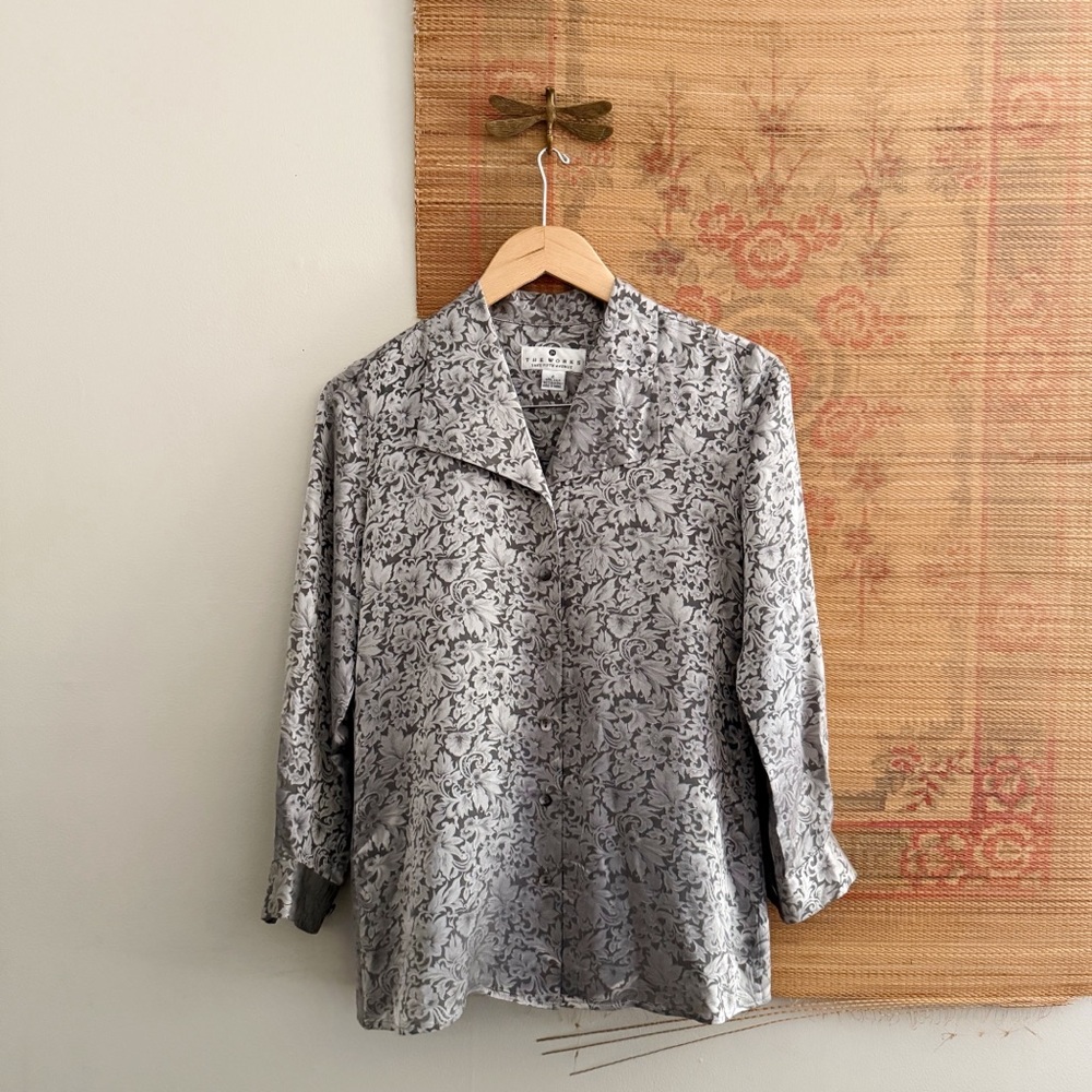 Saks Fifth Avenue Silk Floral Brocade Blouse